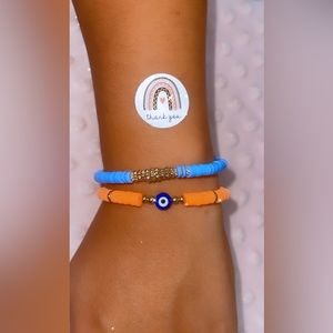 SOLD!! 🧿TWO Bracelets Set *Handmade* 🤍🧿🩵
